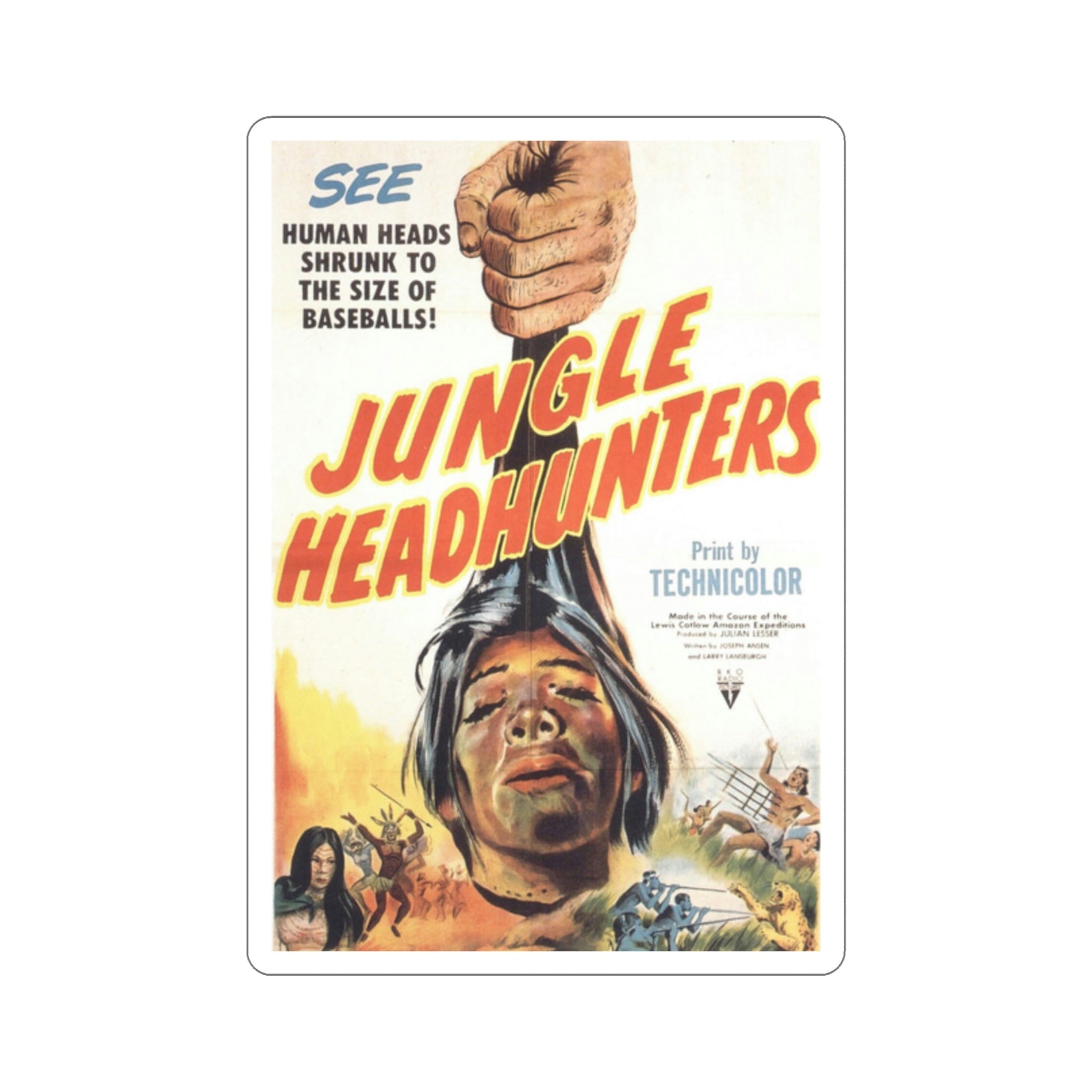 Jungle Headhunters 1951 Movie Poster STICKER Vinyl Die-Cut Decal-2 Inch-The Sticker Space