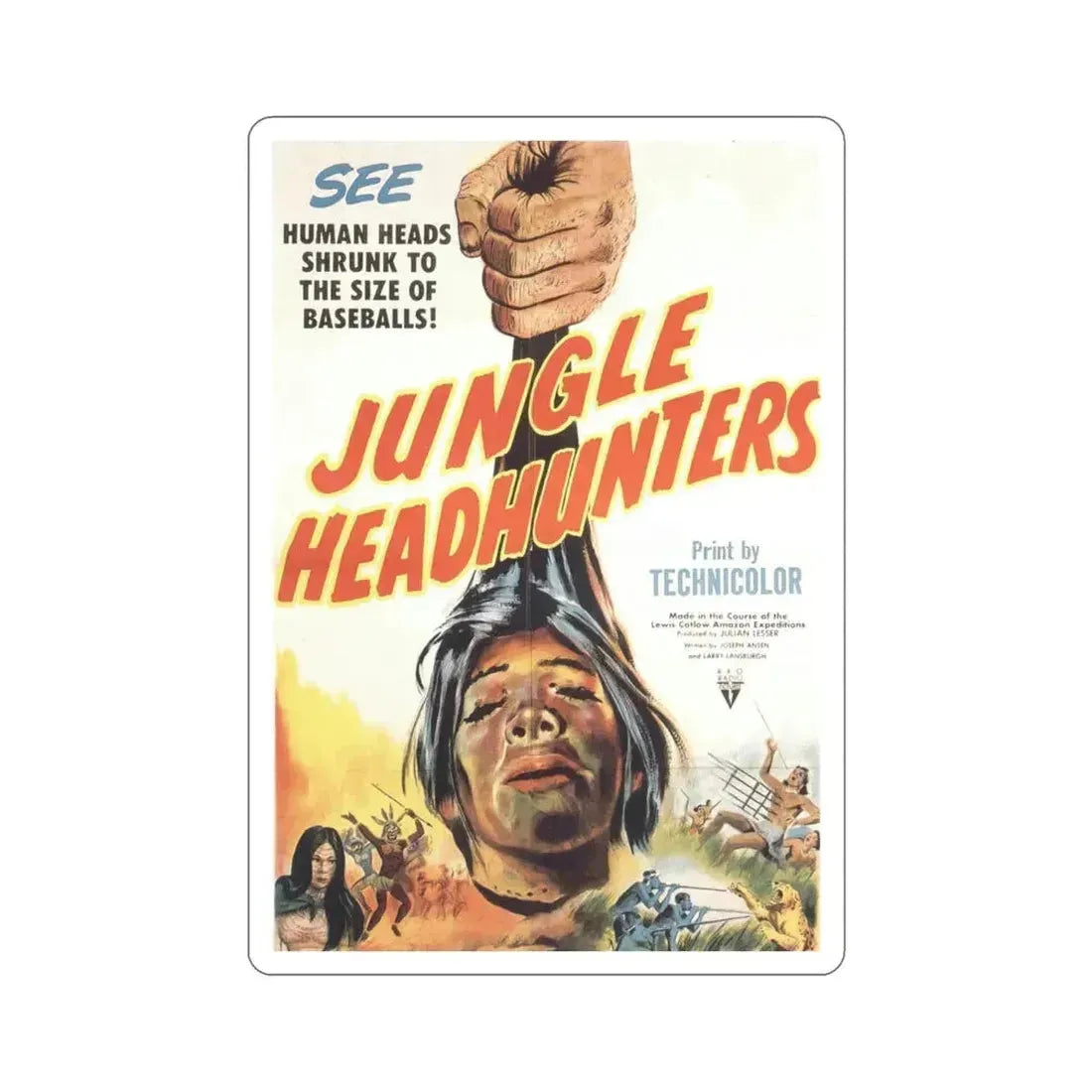 Jungle Headhunters 1951 Movie Poster STICKER Vinyl Die-Cut Decal 4 Inch - The Sticker Space