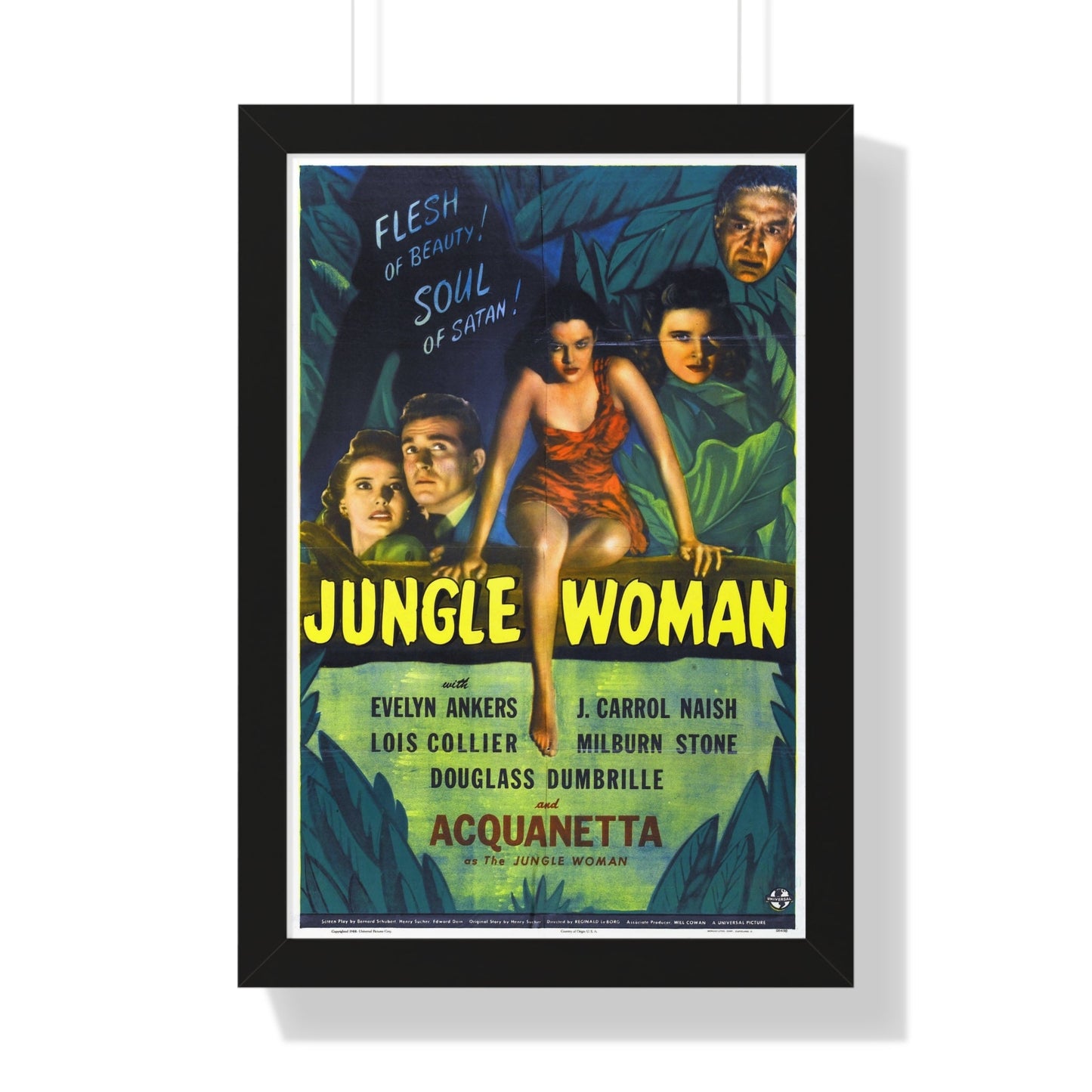 JUNGLE WOMAN 1944 - Framed Movie Poster-16″ x 24″-The Sticker Space