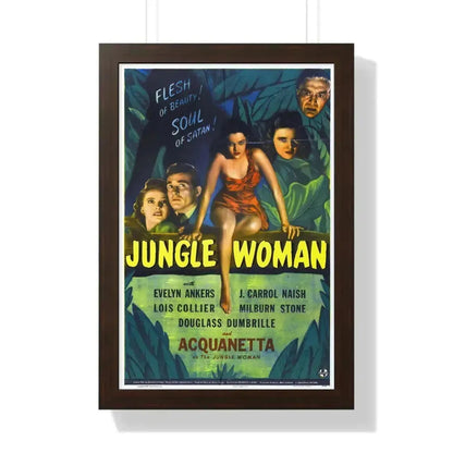 JUNGLE WOMAN 1944 - Framed Movie Poster 16″ x 24″ Walnut - The Sticker Space