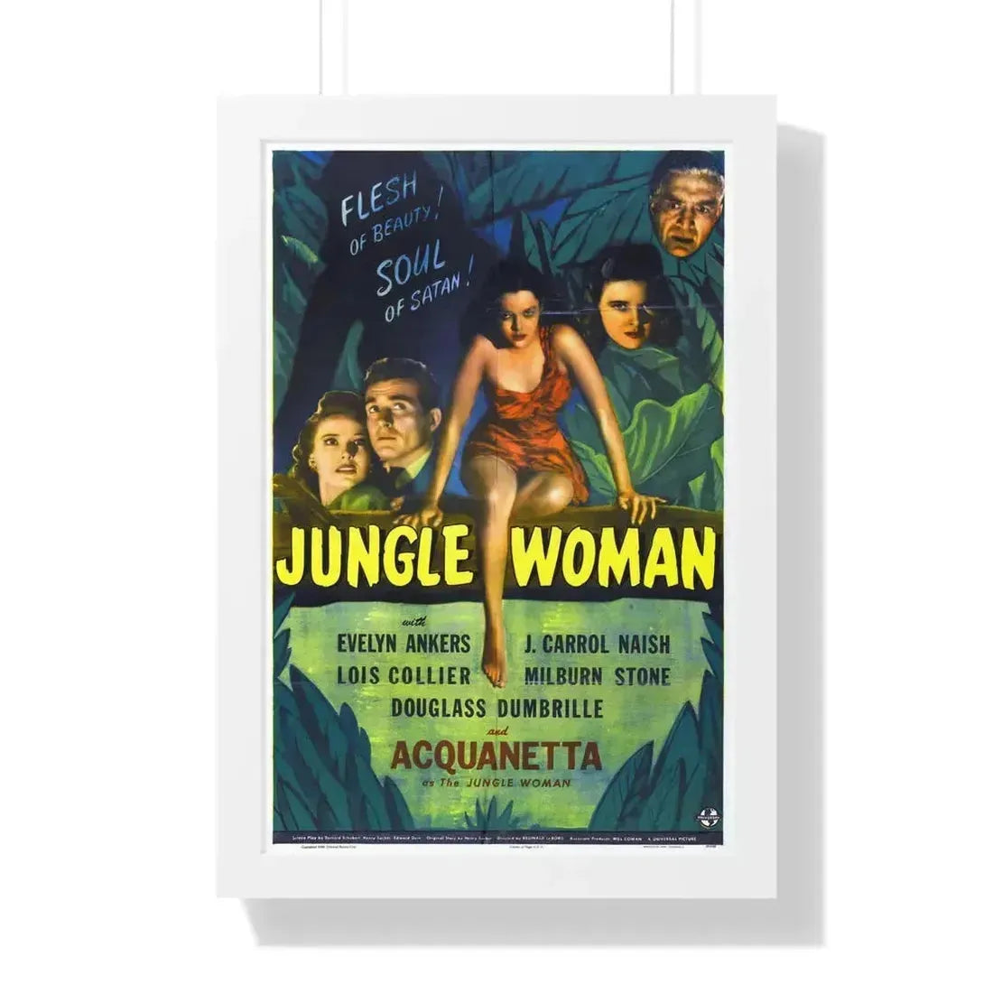 JUNGLE WOMAN 1944 - Framed Movie Poster 16″ x 24″ White - The Sticker Space