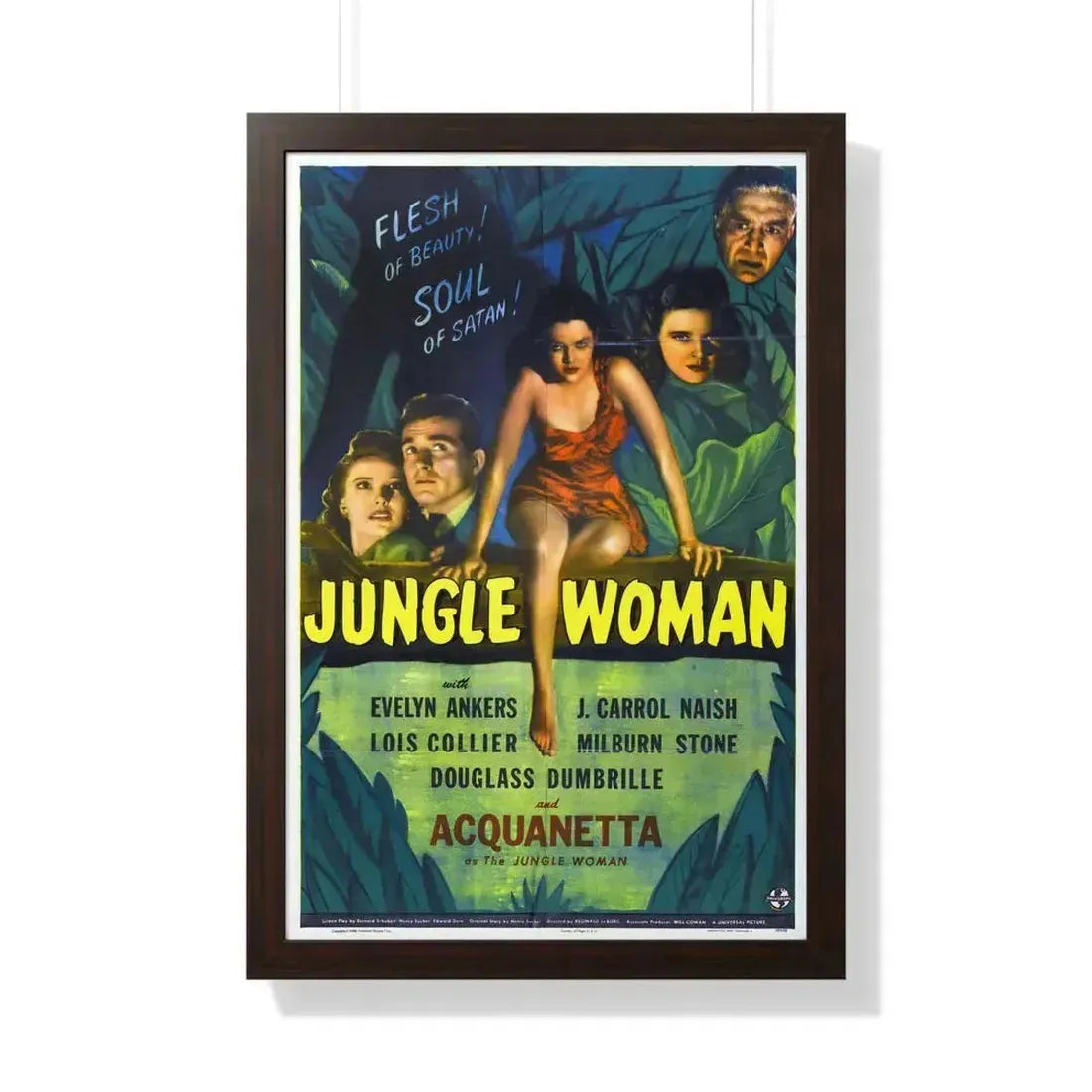 JUNGLE WOMAN 1944 - Framed Movie Poster 20" x 30" Walnut - The Sticker Space