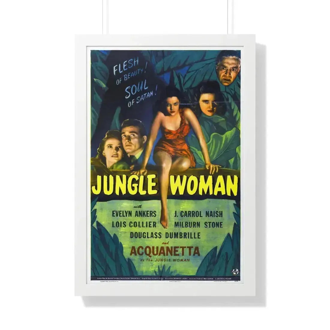 JUNGLE WOMAN 1944 - Framed Movie Poster 20" x 30" White - The Sticker Space