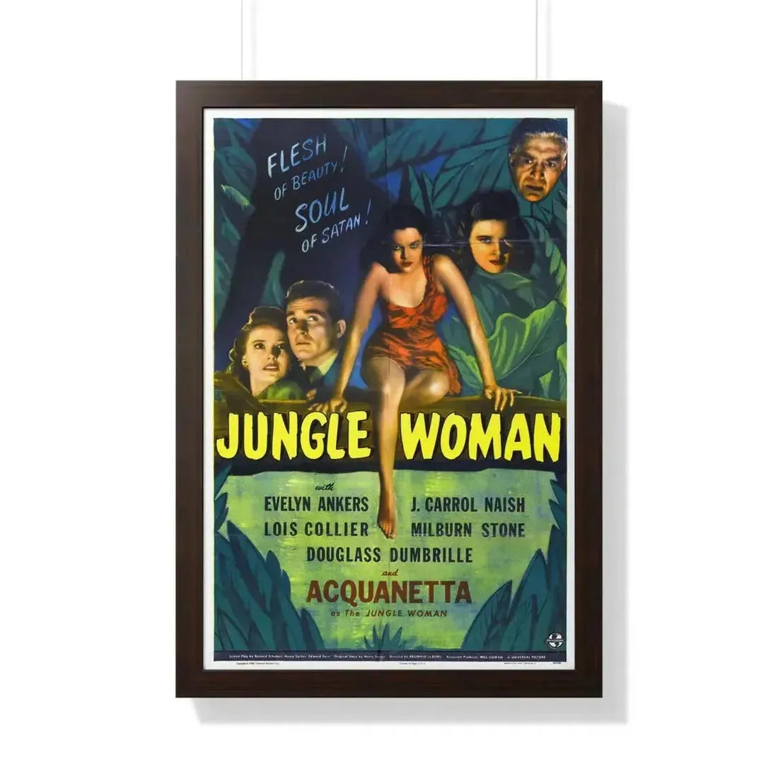 JUNGLE WOMAN 1944 - Framed Movie Poster - The Sticker Space