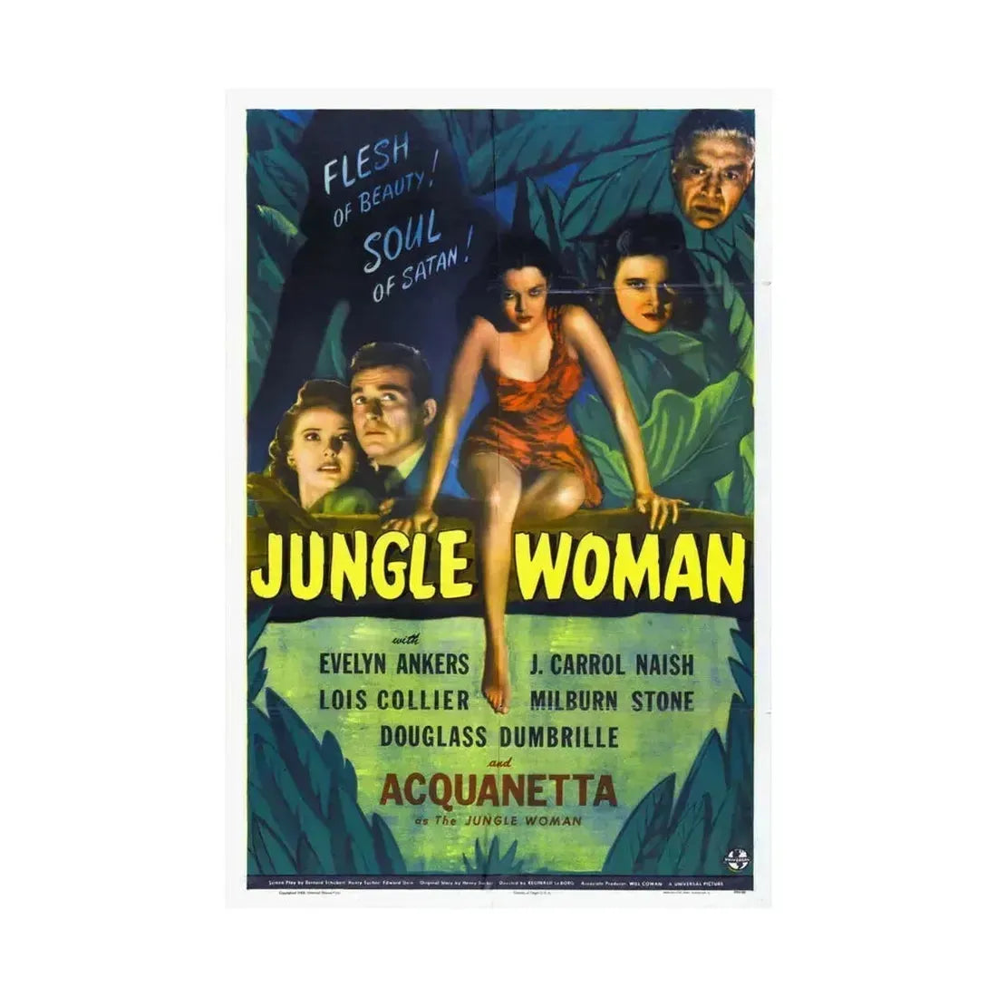 JUNGLE WOMAN 1944 - Paper Movie Poster - The Sticker Space