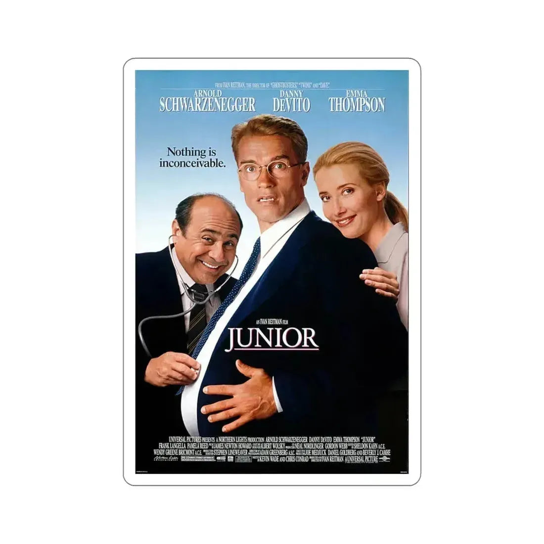 Junior 1994 Movie Poster STICKER Vinyl Die-Cut Decal 5 Inch - The Sticker Space