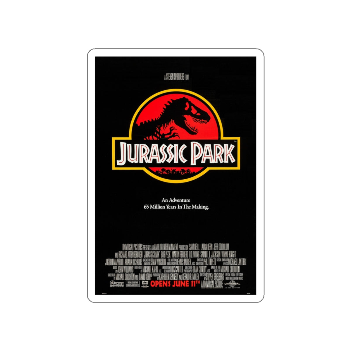 JURASSIC PARK 1993 Movie Poster STICKER Vinyl Die-Cut Decal-3 Inch-The Sticker Space