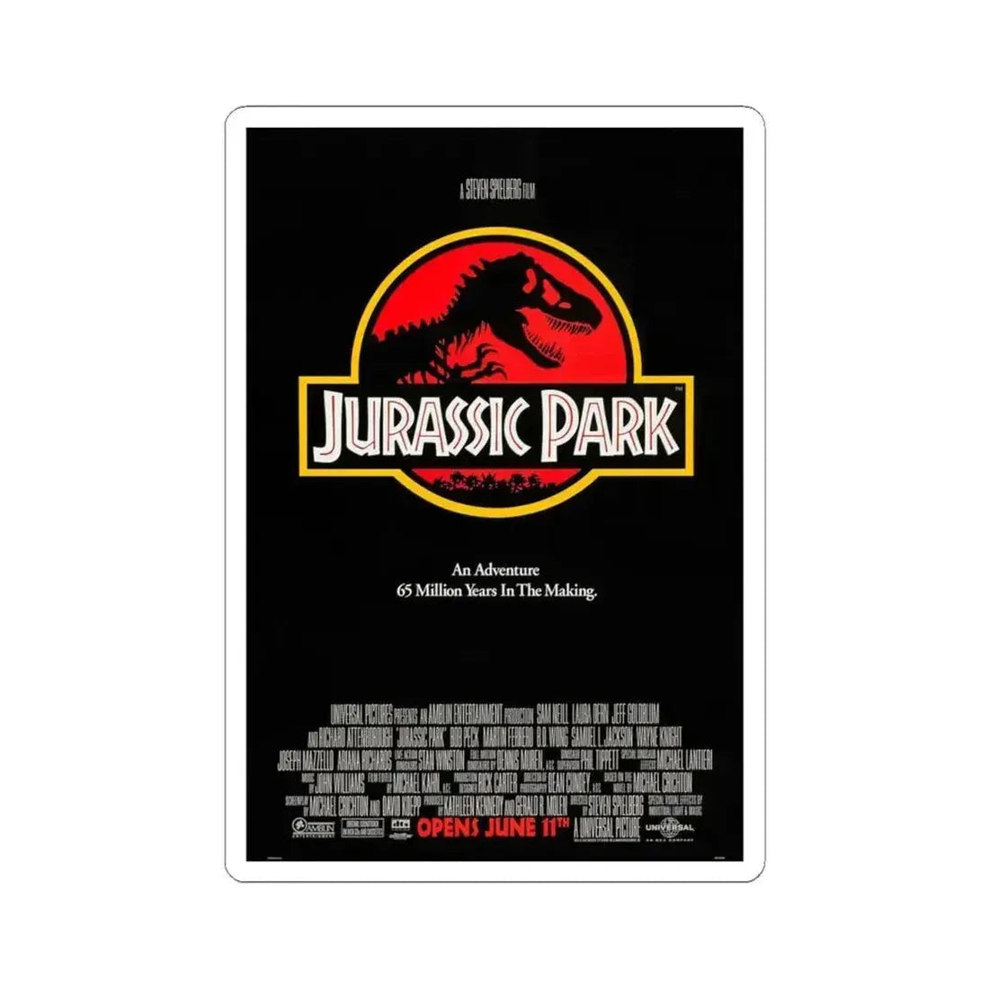 JURASSIC PARK 1993 Movie Poster - STICKER Vinyl Kiss-Cut Decal 4 Inch White - The Sticker Space