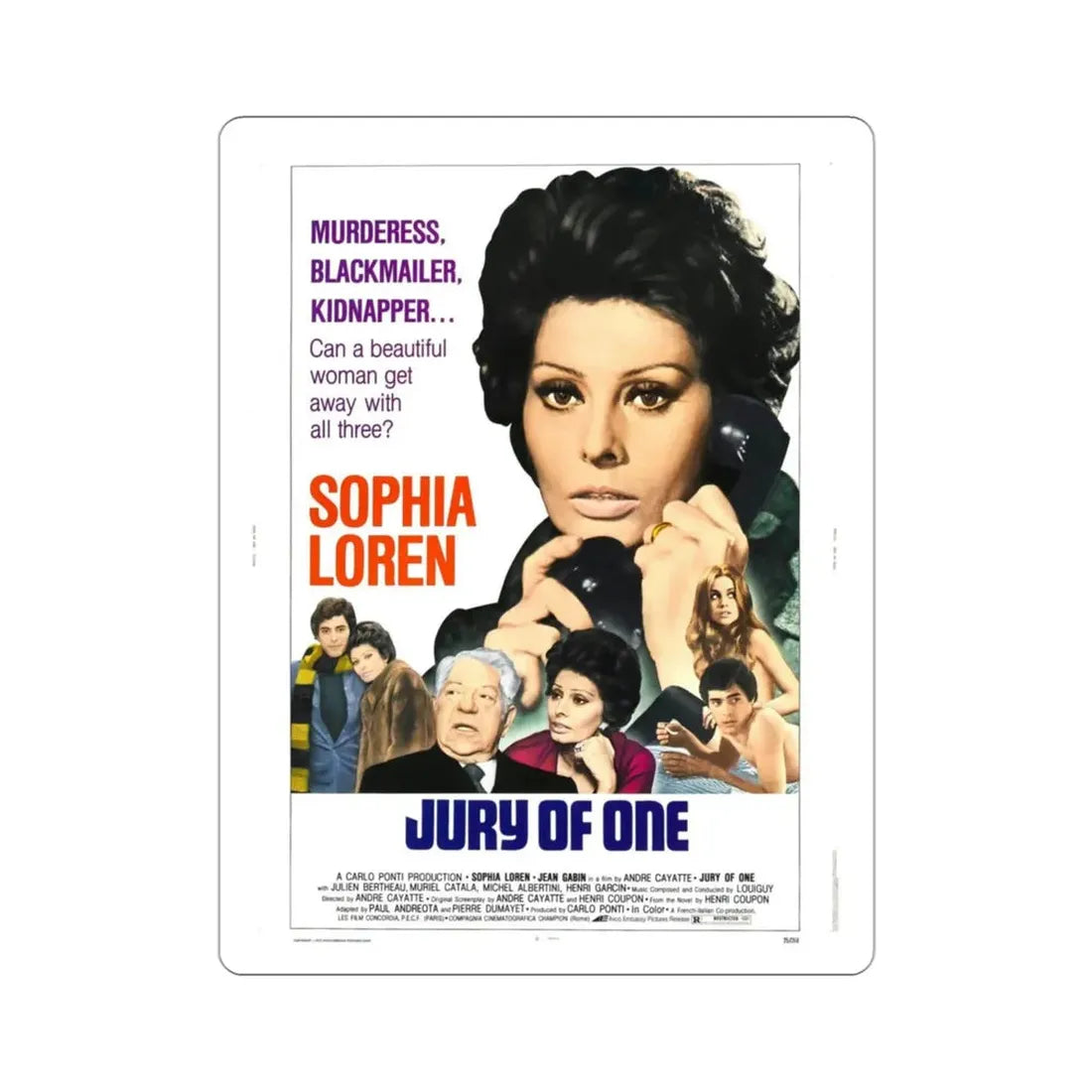 Jury of One aka Verdict 1975 Movie Poster STICKER Vinyl Die-Cut Decal - The Sticker Space