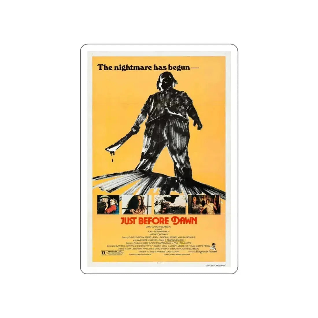 JUST BEFORE DAWN 1981 Movie Poster STICKER Vinyl Die-Cut Decal 6 Inch - The Sticker Space