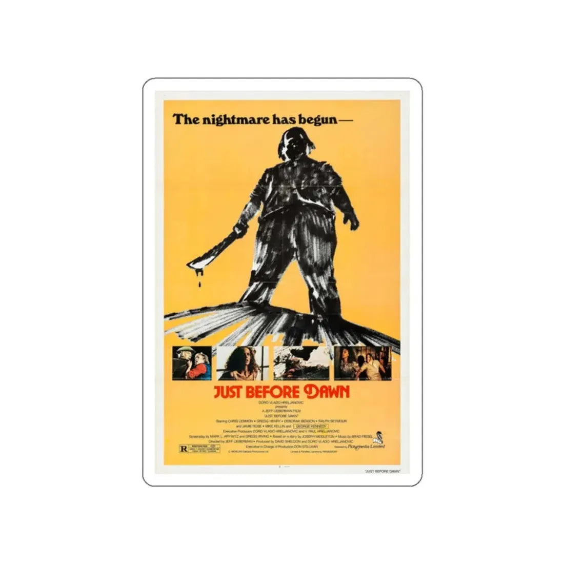 JUST BEFORE DAWN 1981 Movie Poster STICKER Vinyl Die-Cut Decal - The Sticker Space