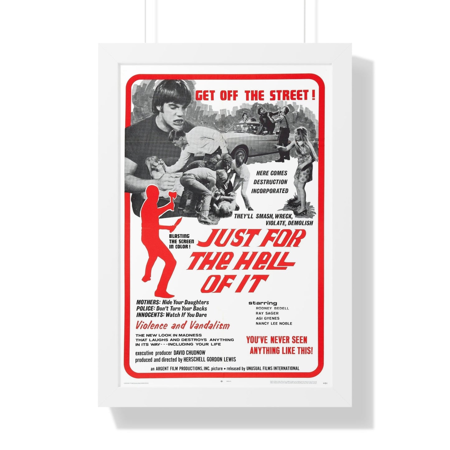 JUST FOR THE HELL OF IT 1968 - Framed Movie Poster-16″ x 24″-The Sticker Space