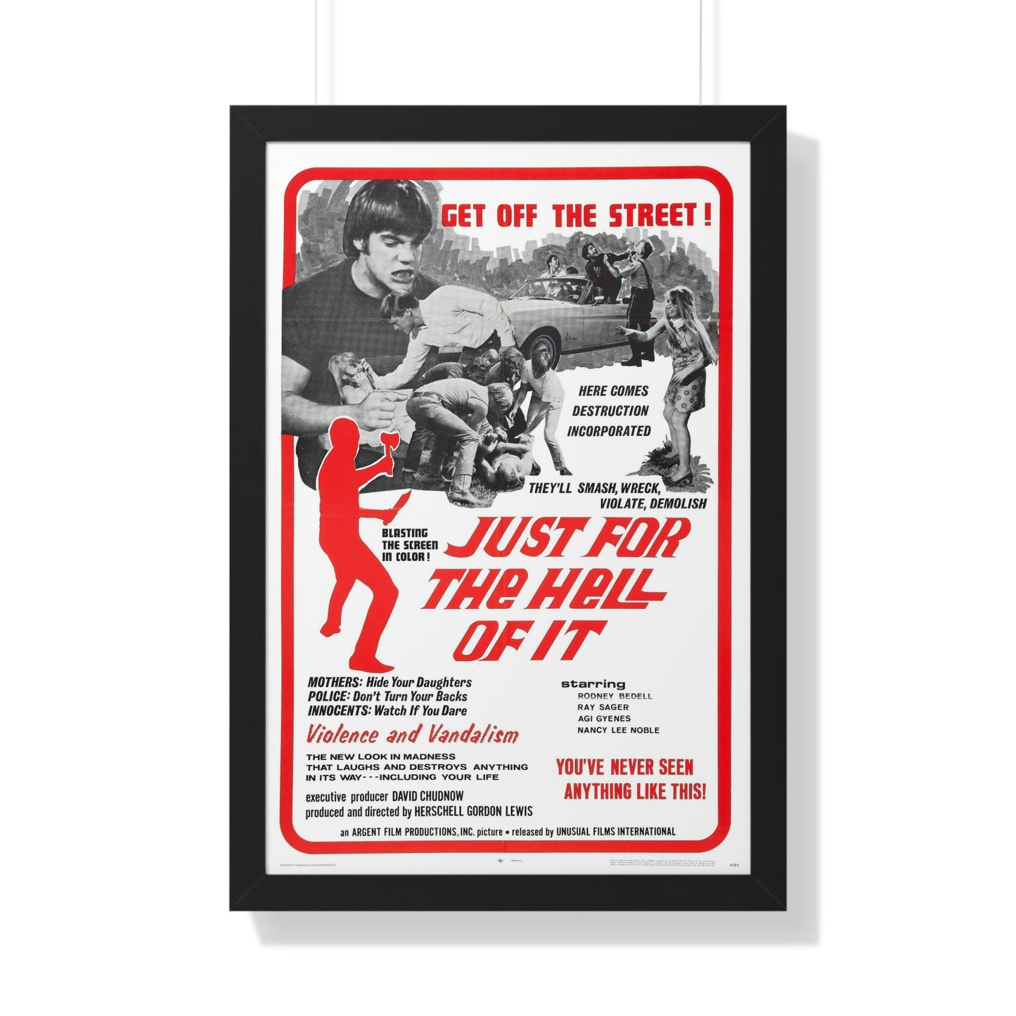 JUST FOR THE HELL OF IT 1968 - Framed Movie Poster-20" x 30"-The Sticker Space