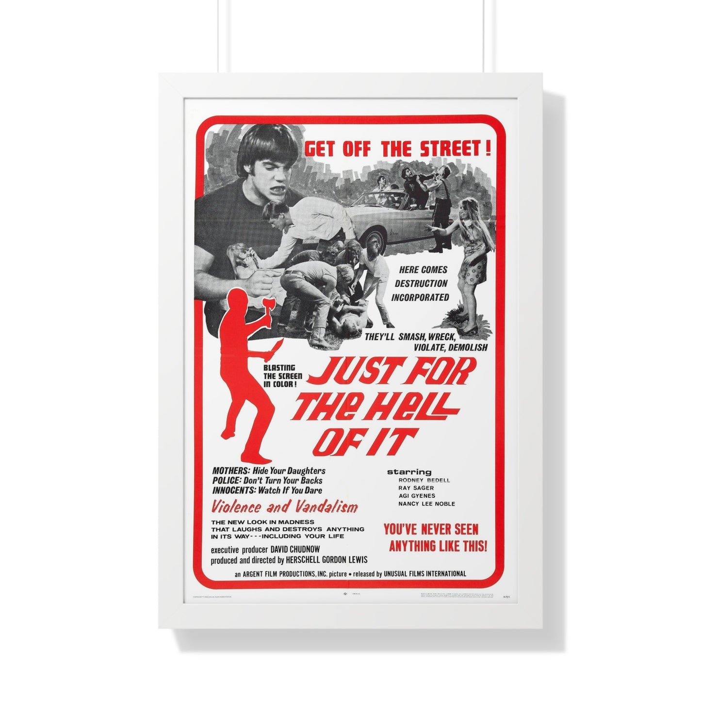 JUST FOR THE HELL OF IT 1968 - Framed Movie Poster-20" x 30"-The Sticker Space