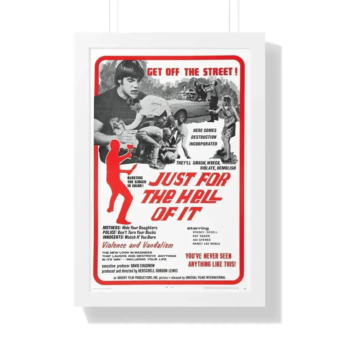JUST FOR THE HELL OF IT 1968 - Framed Movie Poster - The Sticker Space