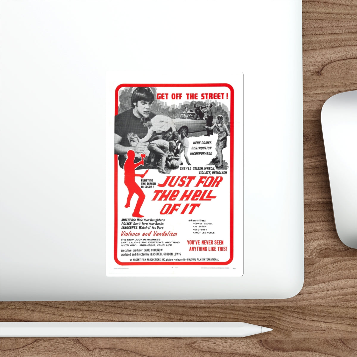 JUST FOR THE HELL OF IT 1968 Movie Poster STICKER Vinyl Die-Cut Decal-The Sticker Space