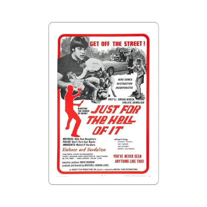 JUST FOR THE HELL OF IT 1968 Movie Poster - STICKER Vinyl Kiss-Cut Decal 6 Inch White - The Sticker Space