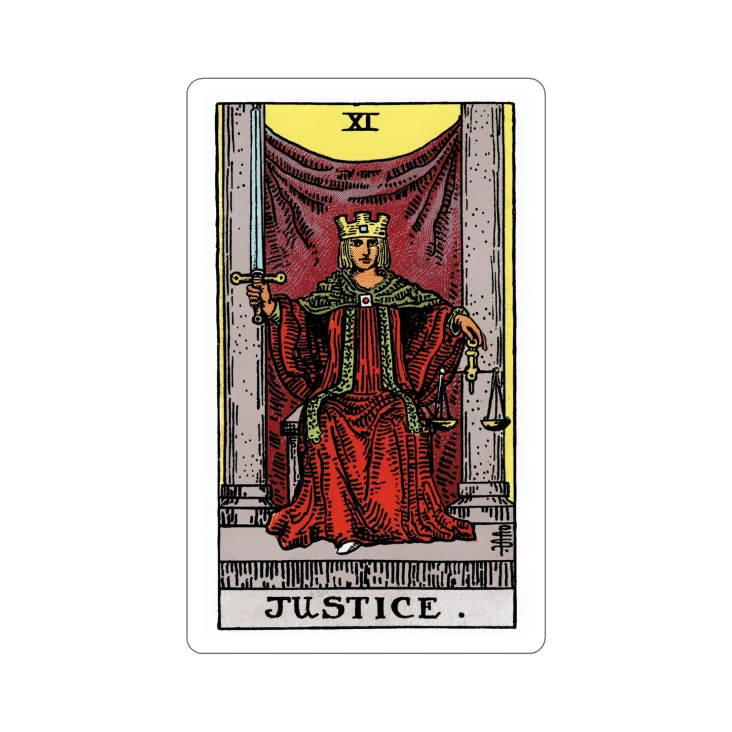 Justice (Rider Waite Tarot Deck) STICKER Vinyl Die-Cut Decal-4 Inch-The Sticker Space