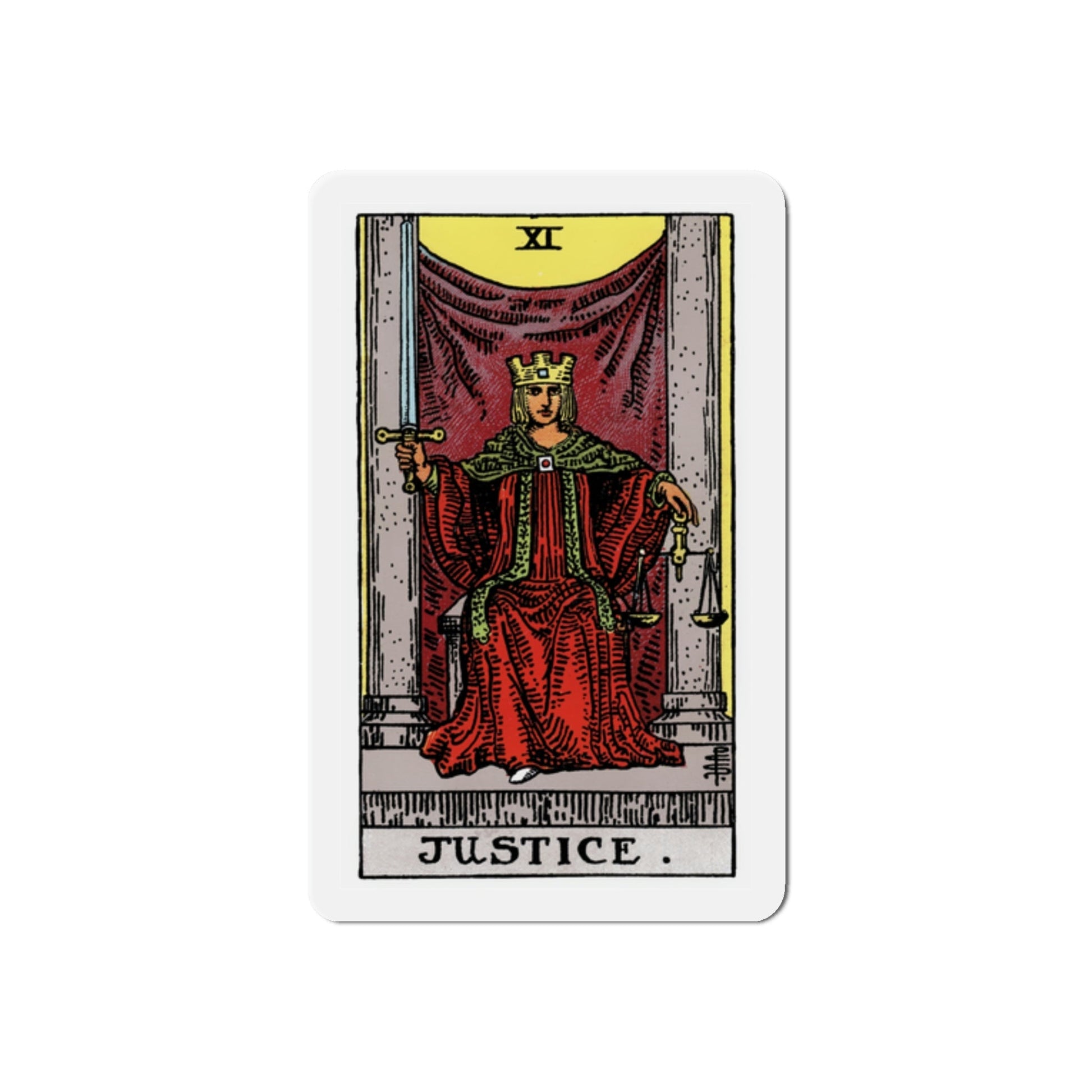 Justice (Tarot Card) Die-Cut Magnet-2 Inch-The Sticker Space