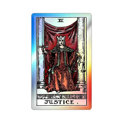 Justice (Tarot Card) Holographic STICKER Die-Cut Vinyl Decal 3 Inch Holographic - The Sticker Space