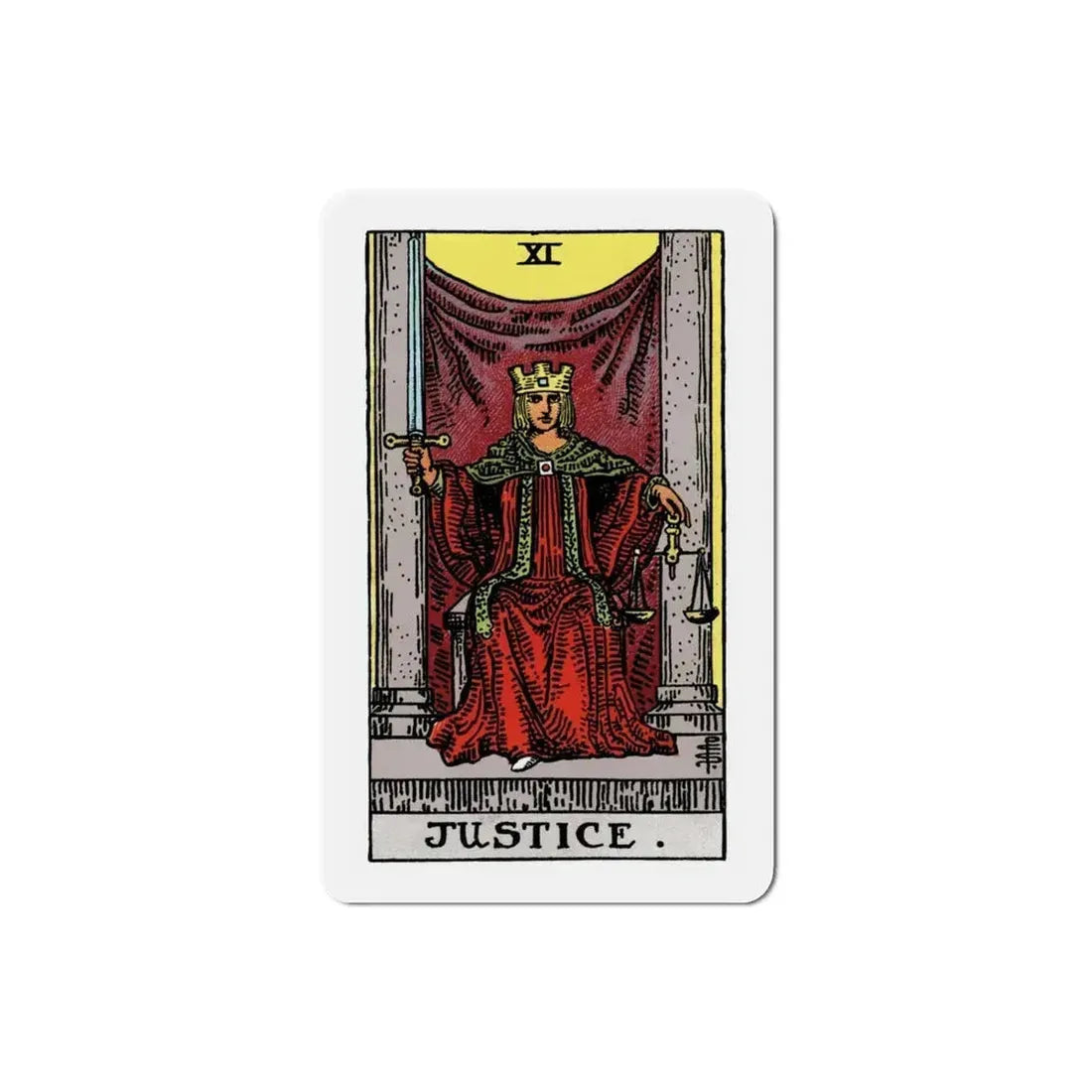 Justice (Tarot Card) Refrigerator Magnet 3 Inch - The Sticker Space