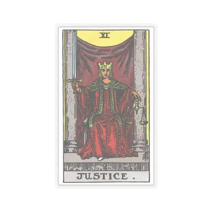 Justice (Tarot Card) STICKER Vinyl Kiss-Cut Decal 2 Inch Transparent - The Sticker Space