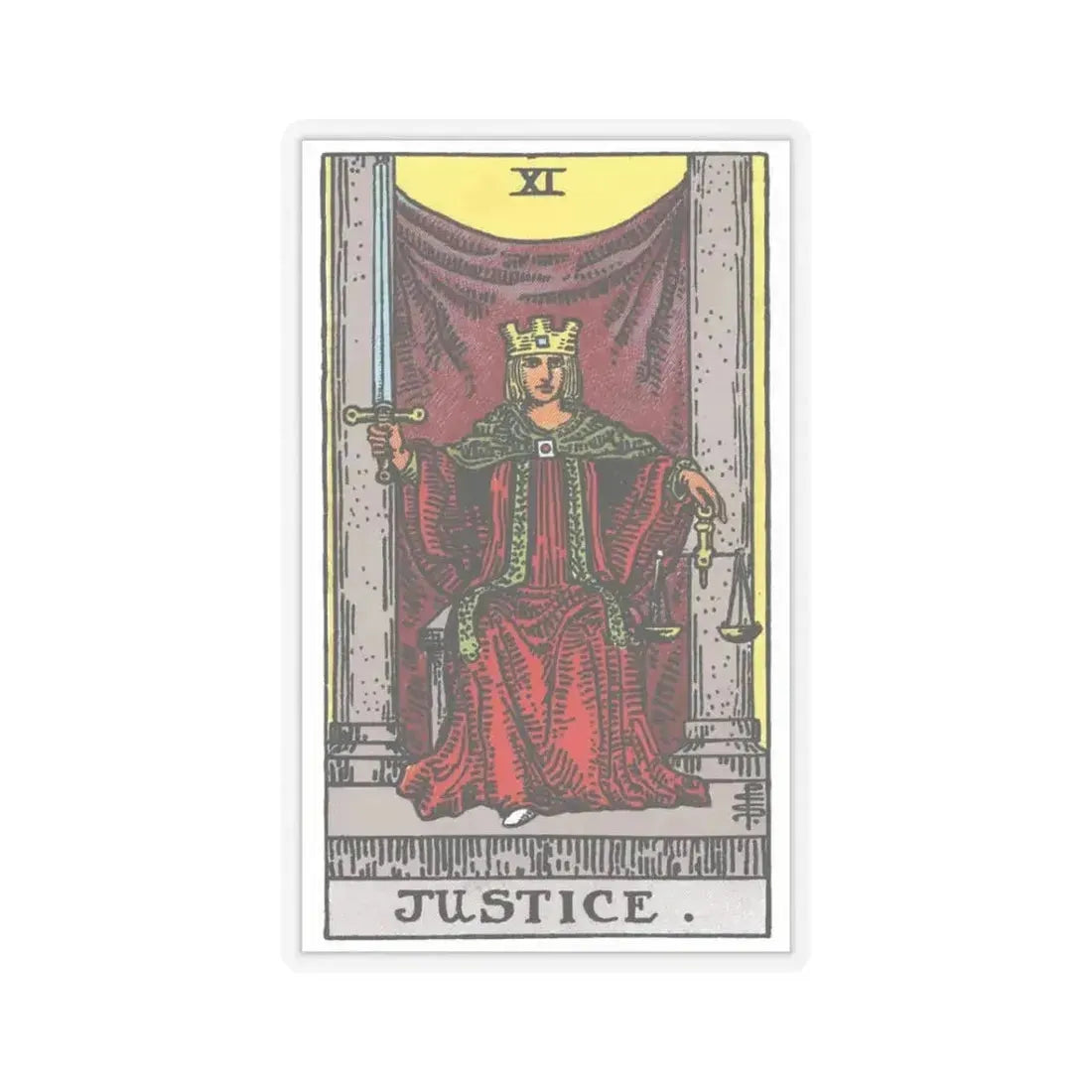 Justice (Tarot Card) STICKER Vinyl Kiss-Cut Decal 3 Inch Transparent - The Sticker Space
