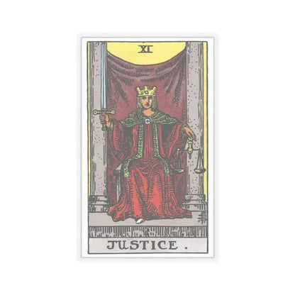 Justice (Tarot Card) STICKER Vinyl Kiss-Cut Decal 4 Inch Transparent - The Sticker Space