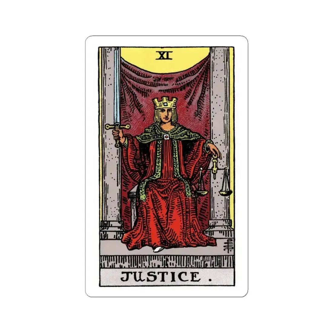 Justice (Tarot Card) STICKER Vinyl Kiss-Cut Decal 4 Inch White - The Sticker Space