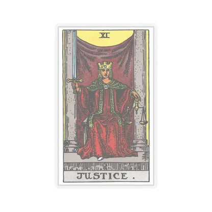 Justice (Tarot Card) STICKER Vinyl Kiss-Cut Decal 6 Inch Transparent - The Sticker Space