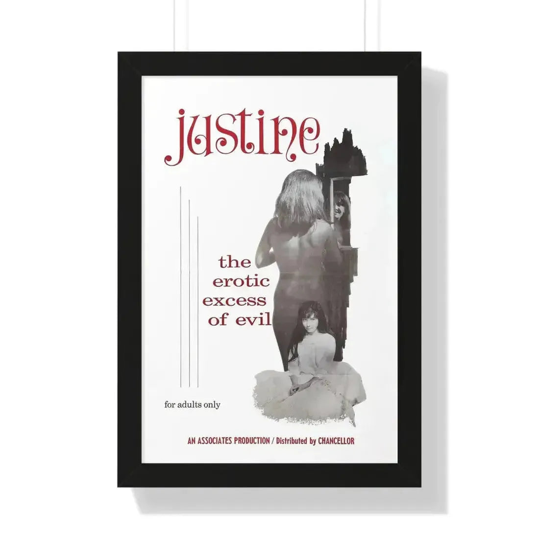 JUSTINE 1980 - Framed Movie Poster 16″ x 24″ Black - The Sticker Space