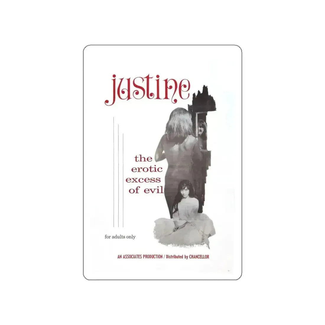 JUSTINE 1980 Movie Poster STICKER Vinyl Die-Cut Decal 5 Inch - The Sticker Space