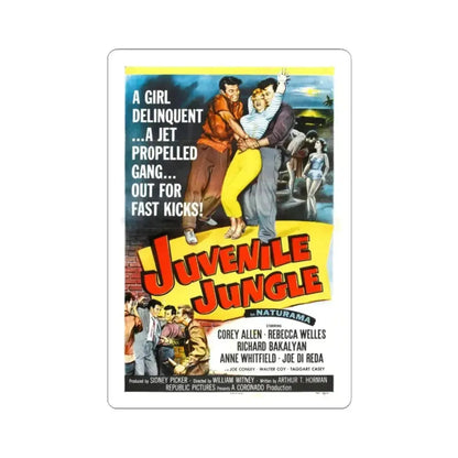 JUVENILE JUNGLE 1958 Movie Poster - STICKER Vinyl Kiss-Cut Decal 2 Inch White - The Sticker Space