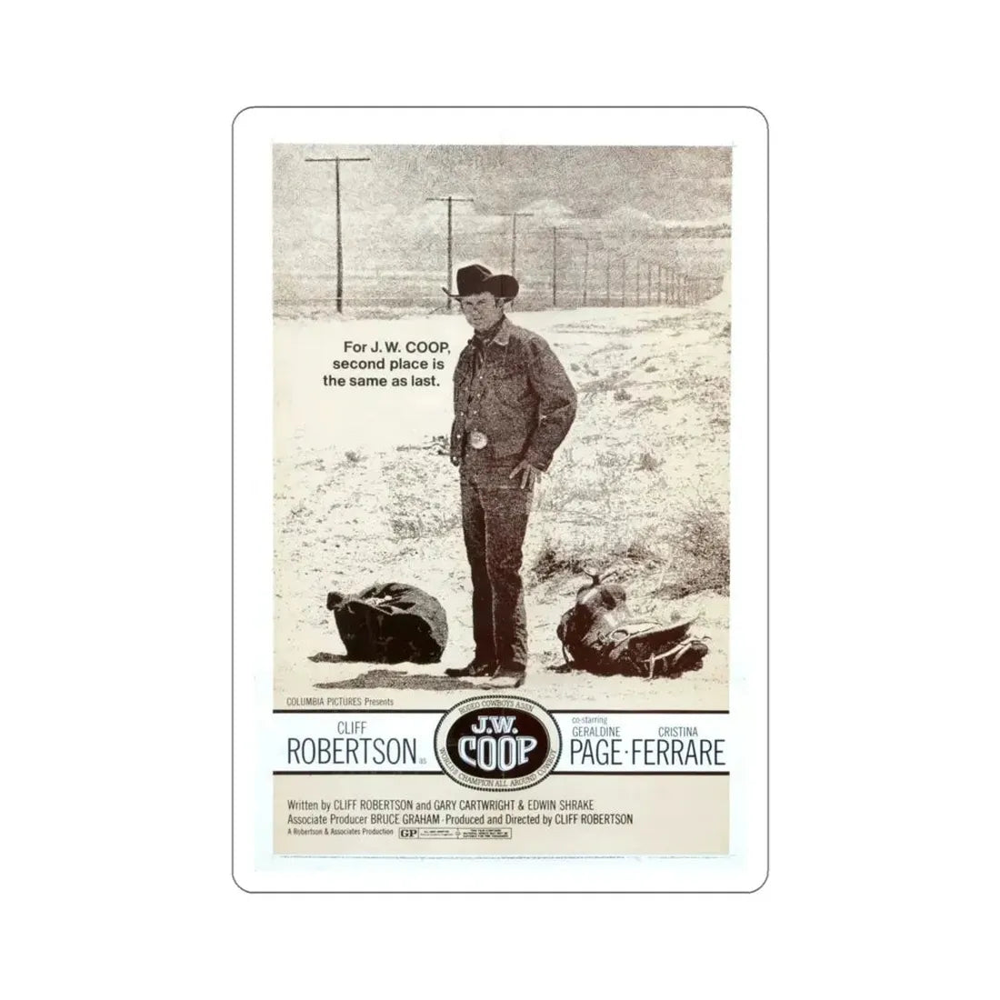 JW Coop 1972 Movie Poster STICKER Vinyl Die-Cut Decal - The Sticker Space