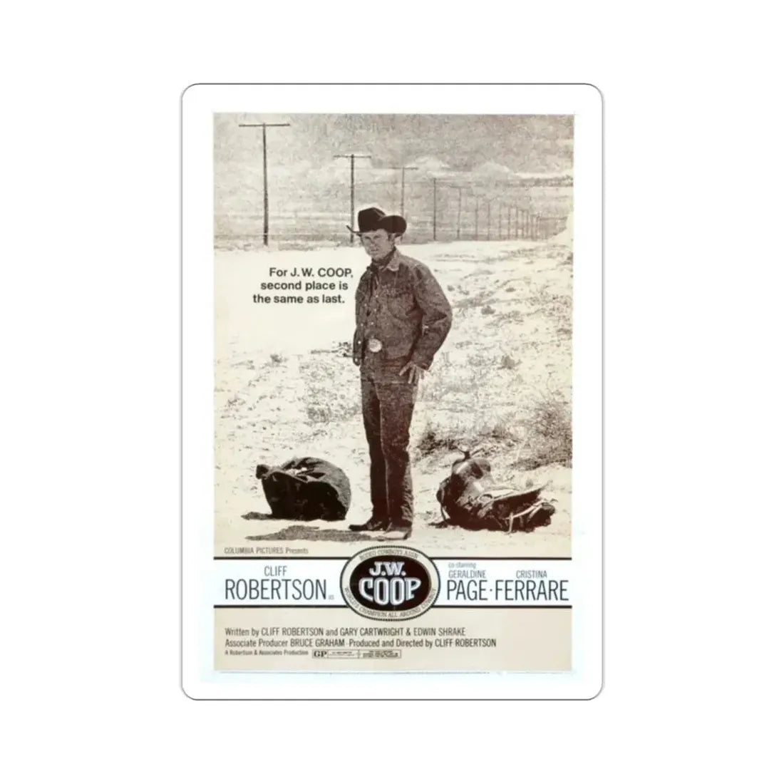 JW Coop 1972 Movie Poster STICKER Vinyl Die-Cut Decal - The Sticker Space