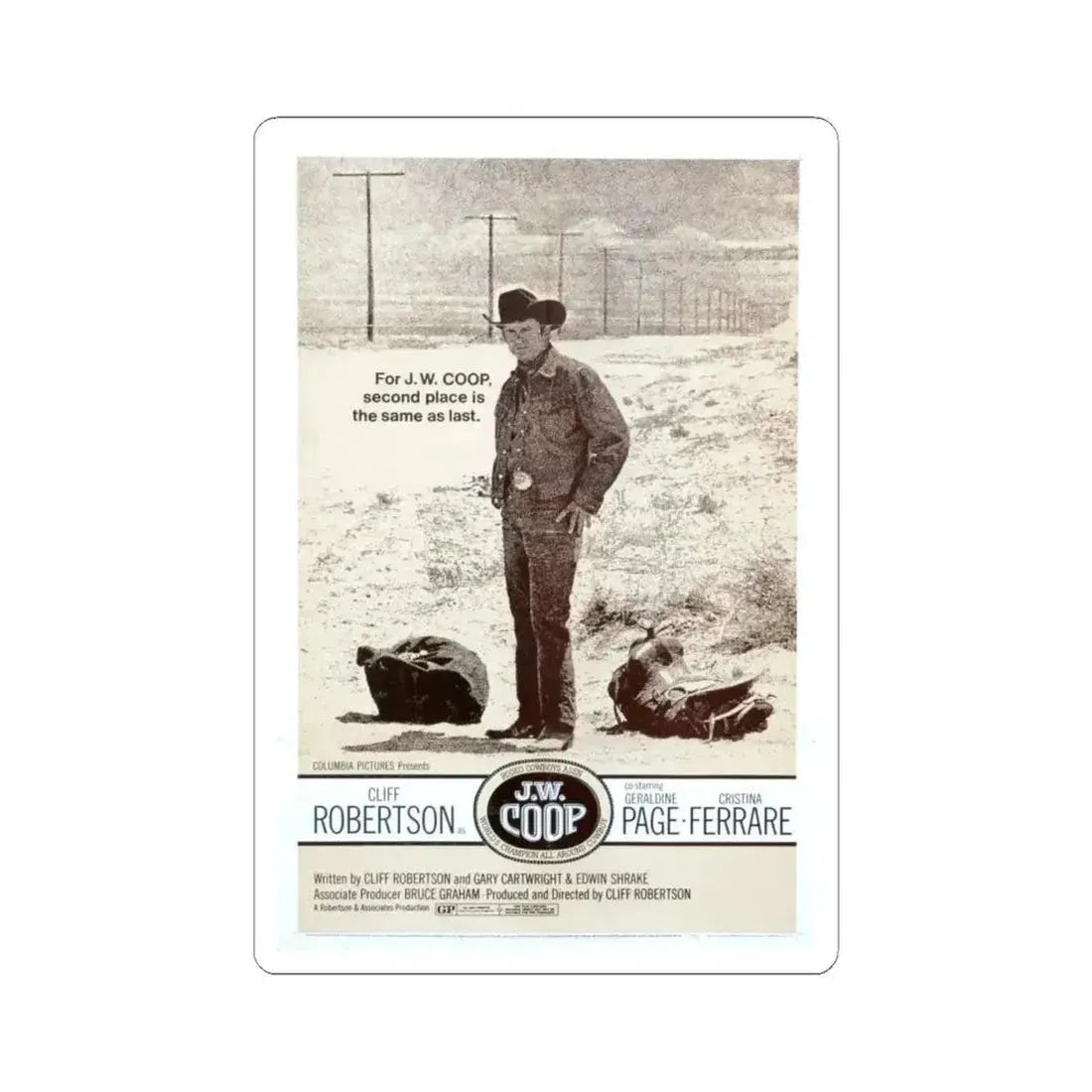 JW Coop 1972 Movie Poster - STICKER Vinyl Kiss-Cut Decal 4 Inch White - The Sticker Space