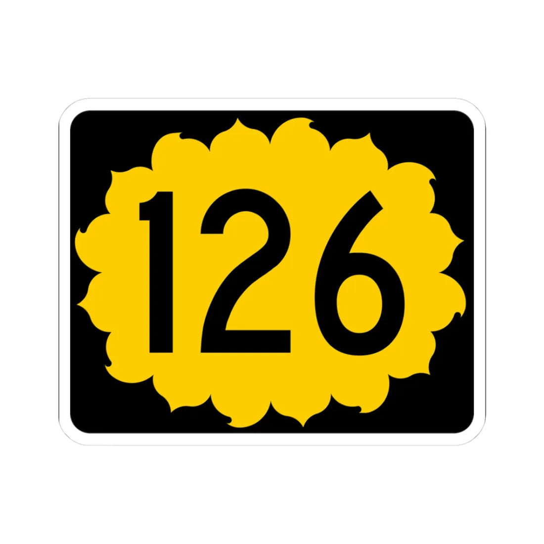K-126 (Kansas) (Road Sign) STICKER Vinyl Kiss-Cut Decal 3 Inch White - The Sticker Space