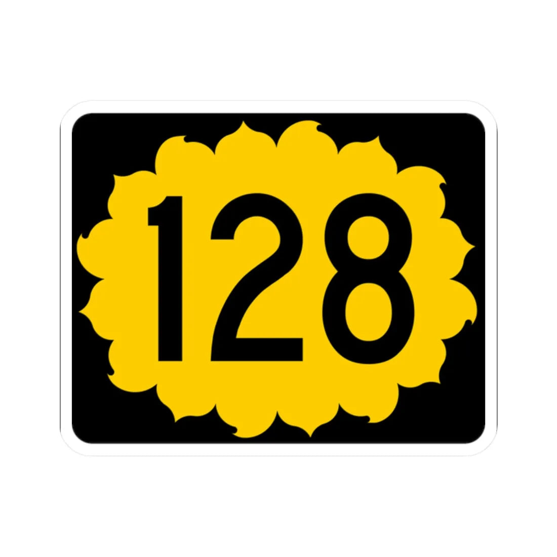 K-128 (Kansas) (Road Sign) STICKER Vinyl Kiss-Cut Decal 2 Inch White - The Sticker Space
