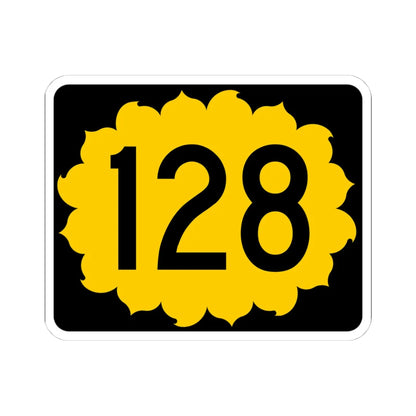 K-128 (Kansas) (Road Sign) STICKER Vinyl Kiss-Cut Decal 4 Inch White - The Sticker Space