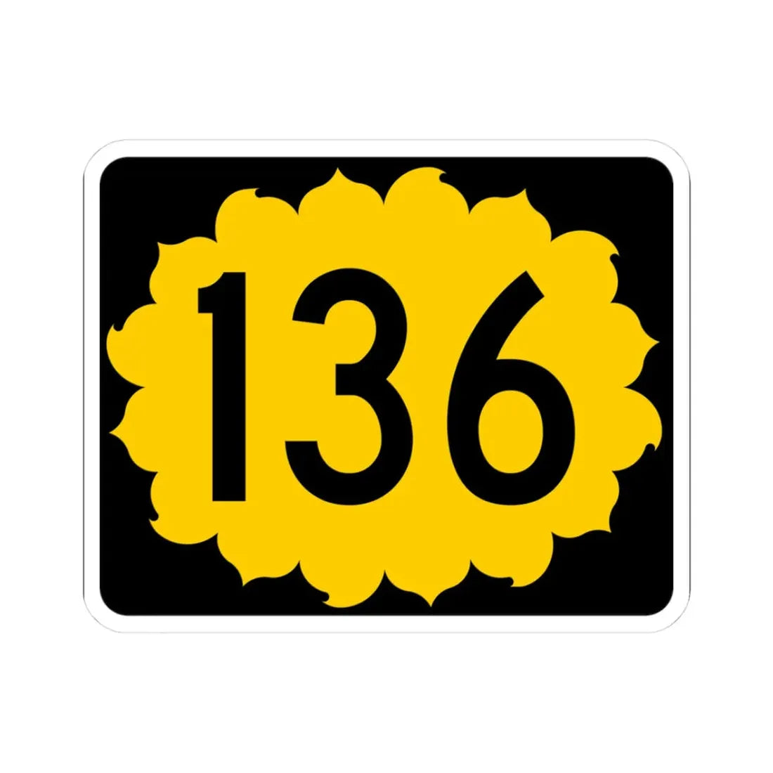 K-136 (Kansas) (Road Sign) STICKER Vinyl Kiss-Cut Decal 3 Inch White - The Sticker Space