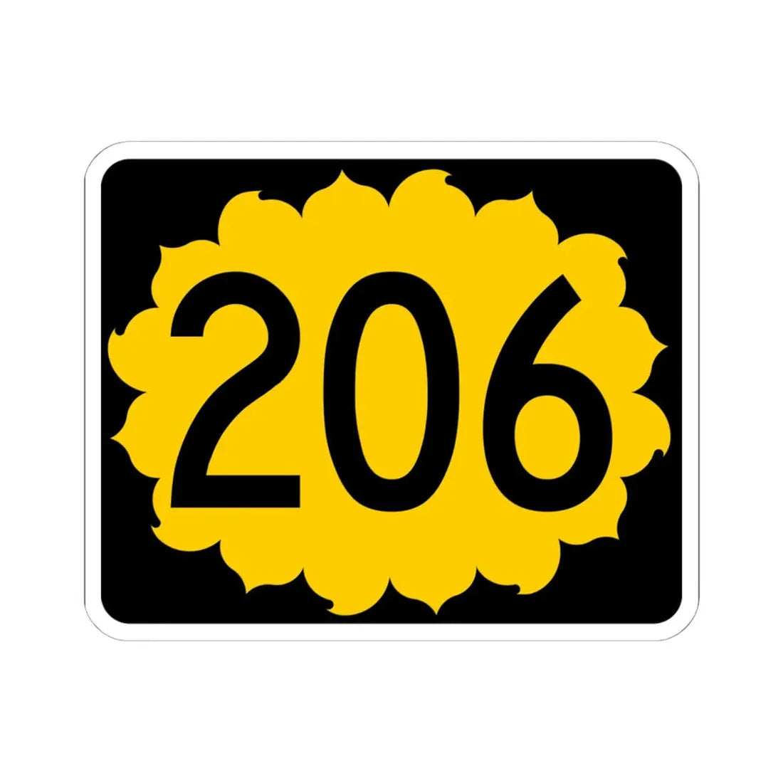 K-206 (Kansas) (Road Sign) STICKER Vinyl Kiss-Cut Decal 6 Inch White - The Sticker Space