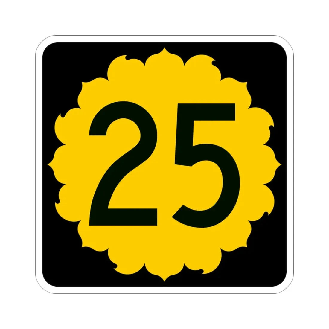 K-25 (Kansas) (Road Sign) STICKER Vinyl Kiss-Cut Decal 6 Inch White - The Sticker Space