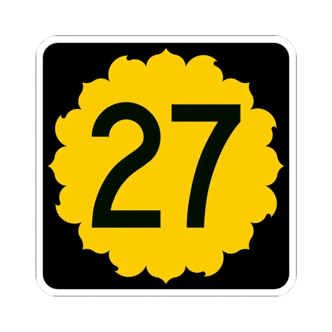 K-27 (Kansas) (Road Sign) STICKER Vinyl Kiss-Cut Decal 3 Inch White - The Sticker Space