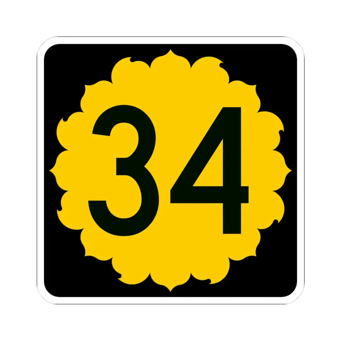 K-34 (Kansas) (Road Sign) STICKER Vinyl Kiss-Cut Decal 3 Inch White - The Sticker Space
