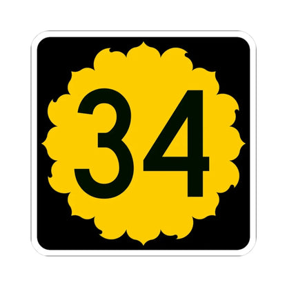 K-34 (Kansas) (Road Sign) STICKER Vinyl Kiss-Cut Decal 3 Inch White - The Sticker Space
