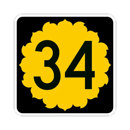 K-34 (Kansas) (Road Sign) STICKER Vinyl Kiss-Cut Decal 6 Inch White - The Sticker Space