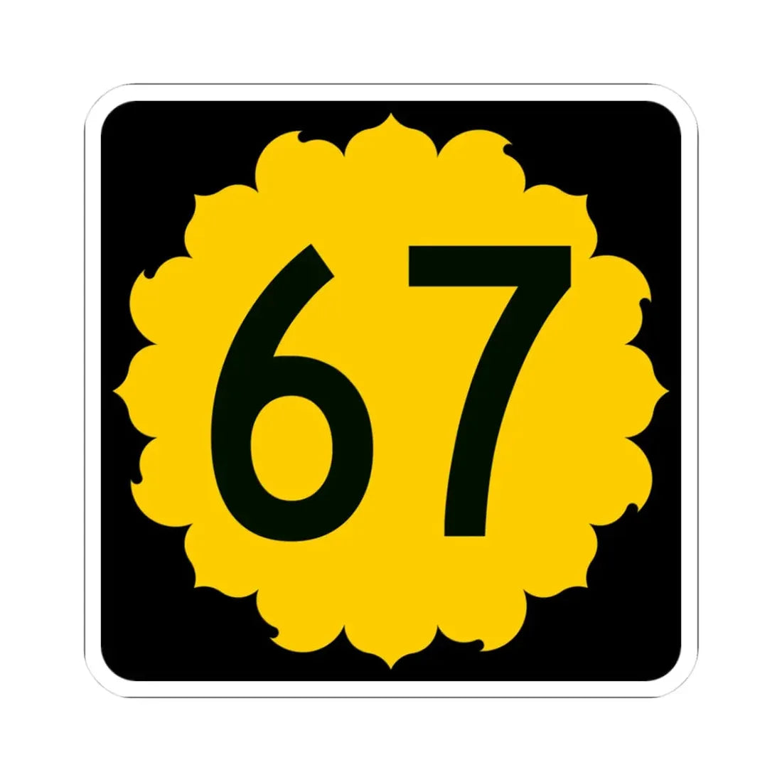 K-67 (Kansas) (Road Sign) STICKER Vinyl Kiss-Cut Decal 3 Inch White - The Sticker Space