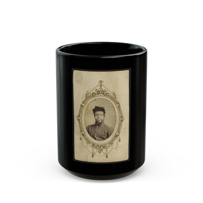 Kager Mays, African American Soldier, Half-Length Portrait, Facing Front (U.S. Civil War) Black Coffee Mug-15oz-The Sticker Space