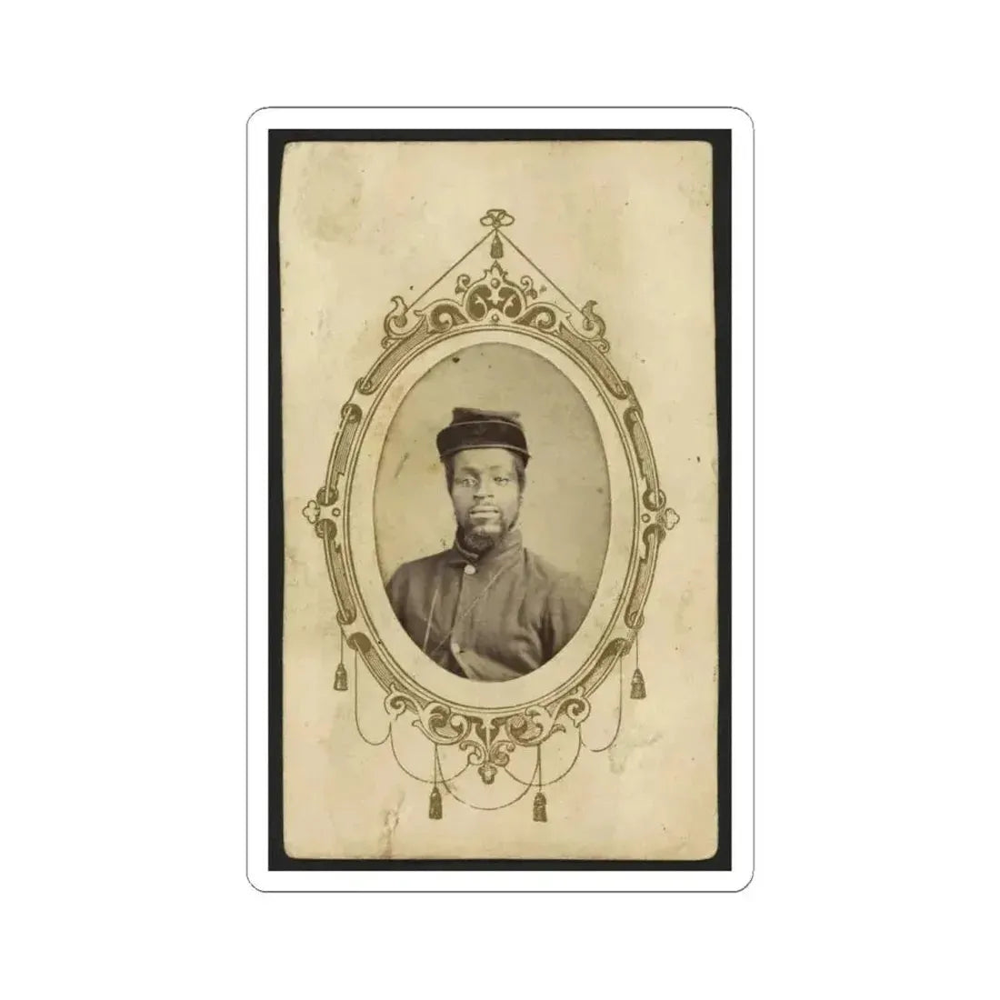 Kager Mays, African American Soldier, Half-Length Portrait, Facing Front (U.S. Civil War) STICKER Vinyl Kiss-Cut Decal 4 Inch White - The Sticker Space