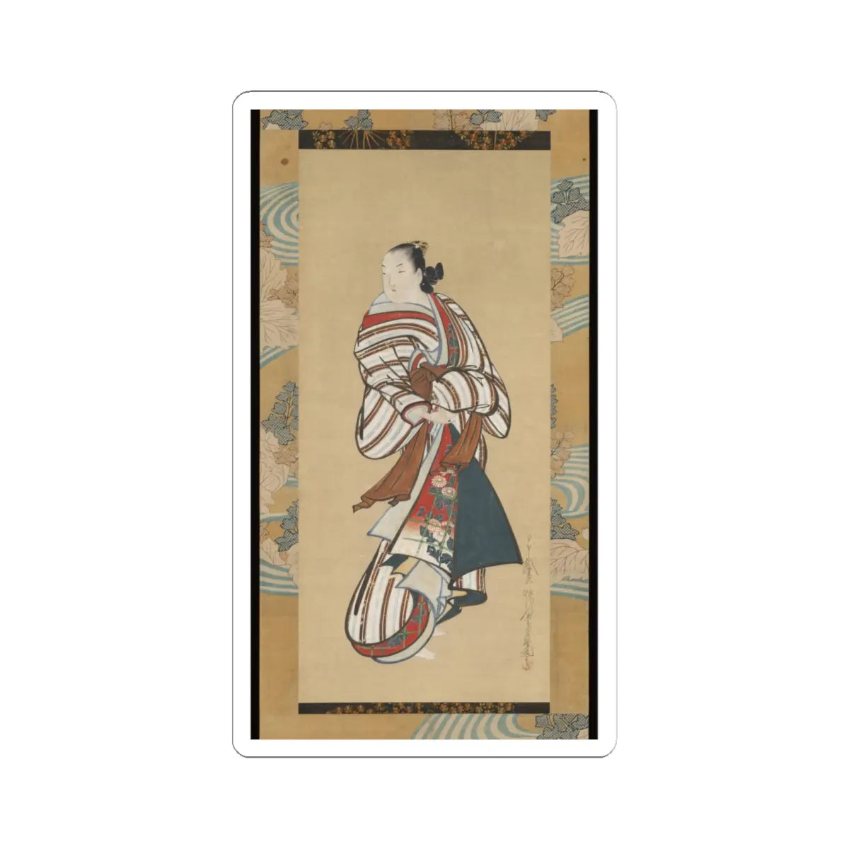 Kaigetsudō Dohan - Standing Courtesan Looking Over Her Shoulder - ca. 1715 v1 - STICKER Vinyl Kiss-Cut Decal